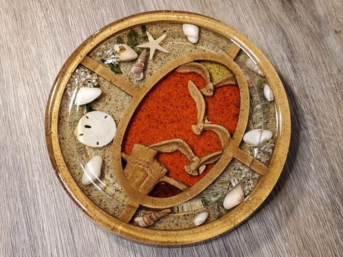 Vintage lucite trivet - lucite, shells